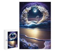 Jigsaw Puzzle for Adults, 1000 PCS, Featuring Enchanted Swan Beach Scene -1, A Creative Way to Unwind after A Busy Day, for Family Fun