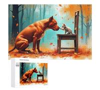 Jigsaw Puzzle for Adults, 1000 PCS, Featuring Fall Friends Dog And Cat Together, A Satisfying Project for Experienced Puzzlers, for Quiet Evenings