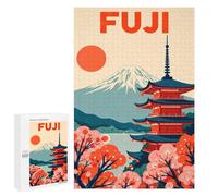 Jigsaw Puzzle for Adults, 1000 PCS, Featuring Fuji Mountain And Pagoda Illustration, A Creative Way to Unwind after A Busy Day, for Puzzle Fans