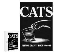 Jigsaw Puzzle for Adults, 1000 PCS, Featuring Funny Cat Physics Testing Gravity Since Day One, Math Joke, A Relaxing Challenge for Adult Puzzle Enthusiasts, at Home