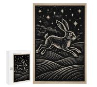 Jigsaw Puzzle for Adults, 1000 PCS, Featuring Hare Running Under Starry Night Sky, Classic Jigsaw Entertainment for The Home, for Creative Downtime