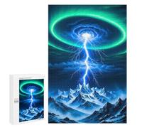 Jigsaw Puzzle for Adults, 1000 PCS, Featuring Lightning Strikes Mountain Under Aurora Borealis, A Satisfying Project for Experienced Puzzlers, for Quiet Evenings