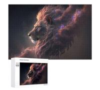 Jigsaw Puzzle for Adults, 1000 PCS, Featuring Lion's Majesty in Cosmic Light, A Creative Way to Unwind after A Busy Day, for Family Fun