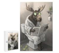 Jigsaw Puzzle for Adults, 1000 PCS, Featuring Moose Reading Newspaper on Toilet, Classic Jigsaw Entertainment for The Home, for Creative Downtime