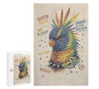 Jigsaw Puzzle for Adults, 1000 PCS, Featuring Punk Rainbow Lorikeet with Anarchy Symbols, Classic Jigsaw Entertainment for The Home, for Family Fun