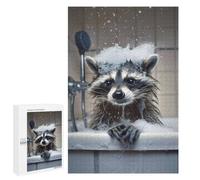 Jigsaw Puzzle for Adults, 1000 PCS, Featuring Raccoon Take A Shower, A Satisfying Project for Experienced Puzzlers, for Indoor Play
