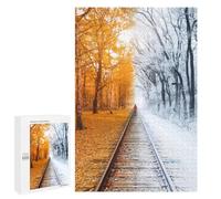 Jigsaw Puzzle for Adults, 1000 PCS, Featuring Seasons Meet A Train Tracks Through Time, A Relaxing Challenge for Adult Puzzle Enthusiasts, for Family Fun