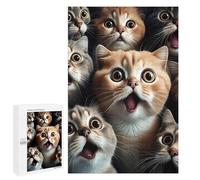 Jigsaw Puzzle for Adults, 1000 PCS, Featuring Surprised Cats Compilation-1, A Creative Way to Unwind after A Busy Day, for Cosy Nights