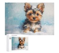 Jigsaw Puzzle for Adults, 1000 PCS, Featuring Yorkie Puppy in Snow Painting Tiny Winter Adventurer, Classic Jigsaw Entertainment for The Home, for Creative Downtime