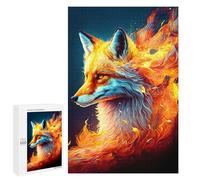 Jigsaw Puzzle for Adults 1000 PCS Flaming Fox Artwork Jigsaw Brain Teaser Game Precision Cutting Parent-child Interaction 1000 PCS