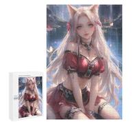 Jigsaw Puzzle for Adults 1000 PCS Fox Eared Girl by Water Puzzle for Adults Family Games But Fun And Humorous Difficult And Challenge 1000 PCS