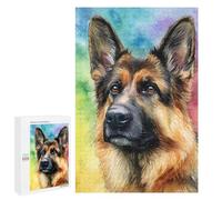 Jigsaw Puzzle for Adults 1000 PCS German Shepherd Watercolor Art Print Puzzle For Teenagers Difficult Hard Wishlist with Santa Claus Challenging Family Fun Game 1000 PCS