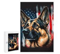 Jigsaw Puzzle for Adults 1000 PCS German ShepherdUSA Flag Teenagers Puzzles Relaxing Games Presents for Women Unique Gifts for Birthday And Christmas 1000 PCS