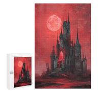 Jigsaw Puzzle for Adults 1000 PCS Gothic Castle with Blood Moon Jigsaws for Adults Puzzle Difficult Challenge Difficult And Challenge Brainteaser Family Games 1000 PCS