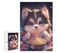 Jigsaw Puzzle for Adults 1000 PCS Husky Eating Spaghetti Teenagers Puzzles Relaxing Games Presents for Women Unique Gifts for Birthday And Christmas 1000 PCS