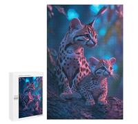 Jigsaw Puzzle for Adults 1000 PCS Leopard Cats in Neon Light Jigsaw for Adults Anti-Stress Toys Enhance Memory Birthday And Unique Gifts 1000 PCS