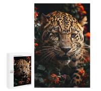 Jigsaw Puzzle for Adults 1000 PCS Leopard Close-Up Amidst Flowers Puzzle for Adults Family Games But Fun And Humorous Difficult And Challenge 1000 PCS
