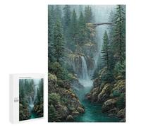 Jigsaw Puzzle for Adults 1000 PCS Misty Forest Waterfall Scene Puzzle For Teenagers Difficult Hard Wishlist with Santa Claus Challenging Family Fun Game 1000 PCS