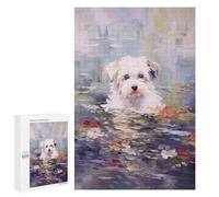 Jigsaw Puzzle for Adults 1000 PCS Monet Dog Waterlilies Art Teenagers Puzzles Family Games Difficult Hard for Is Ideal As A Gift 1000 PCS