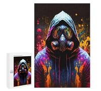 Jigsaw Puzzle for Adults 1000 PCS Neon Gas Mask Artwork Jigsaw Brain Teaser Game Precision Cutting Parent-child Interaction 1000 PCS