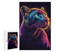 Jigsaw Puzzle for Adults 1000 PCS Neon Panther Portrait Art Print Puzzle For Teenagers Difficult Hard Wishlist with Santa Claus Challenging Family Fun Game 1000 PCS
