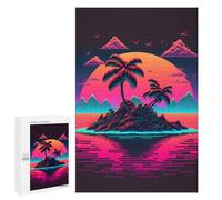 Jigsaw Puzzle for Adults 1000 PCS Neon Tropical Island Sunset -1 Jigsaw Brain Teaser Game Precision Cutting Parent-child Interaction 1000 PCS