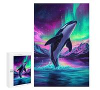 Jigsaw Puzzle for Adults 1000 PCS Orca Under Aurora Borealis Teenagers Puzzles Brain Teaser Game Analysis And Logic for Is Ideal As A Gift 1000 PCS