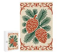 Jigsaw Puzzle for Adults 1000 PCS Pinecones And Pine Needles with Ornate Border Puzzle for Adults Family Games But Fun And Humorous Difficult And Challenge 1000 PCS