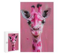 Jigsaw Puzzle for Adults 1000 PCS Pink Giraffe Art Print-2 Puzzle For Teenagers Difficult Hard Wishlist with Santa Claus Challenging Family Fun Game 1000 PCS