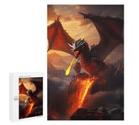 Jigsaw Puzzle for Adults 1000 PCS Red Fire Elder Dragon Teenagers Puzzles Family Games Difficult Hard for Is Ideal As A Gift 1000 PCS