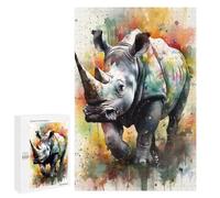 Jigsaw Puzzle for Adults 1000 PCS Rhyno Watercolors Teenagers Puzzles Brain Teaser Game Analysis And Logic for Is Ideal As A Gift 1000 PCS