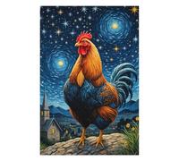 Jigsaw Puzzle for Adults 1000 PCS Rooster Chicken Starry Night Jigsaw Puzzle Relax Games Home Decoration Unique Gifts for Birthday And Christmas 1000 PCS