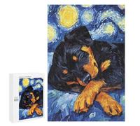 Jigsaw Puzzle for Adults 1000 PCS Rottweiler Puppy Sleeping Starry Night Jigsaw for Adults Anti-Stress Toys Enhance Memory Birthday And Unique Gifts 1000 PCS