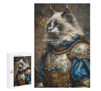 Jigsaw Puzzle for Adults 1000 PCS Royal Cat Armor Portrait Puzzle For Teenagers Difficult Hard Wishlist with Santa Claus Challenging Family Fun Game 1000 PCS