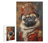 Jigsaw Puzzle for Adults 1000 PCS Royal Pug Portrait Art Print-1 Puzzle For Teenagers Difficult Hard Wishlist with Santa Claus Challenging Family Fun Game 1000 PCS