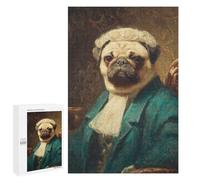 Jigsaw Puzzle for Adults 1000 PCS Royal Pug Portrait Art Print Jigsaws for Adults Puzzle Difficult Challenge Difficult And Challenge Brainteaser Family Games 1000 PCS