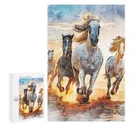 Jigsaw Puzzle for Adults 1000 PCS Running Horses Watercolor Jigsaw Brain Teaser Game Precision Cutting Parent-child Interaction 1000 PCS