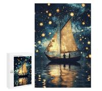 Jigsaw Puzzle for Adults 1000 PCS Sailboat Under A Starry Sky Teenagers Puzzles Brain Teaser Game Analysis And Logic for Is Ideal As A Gift 1000 PCS