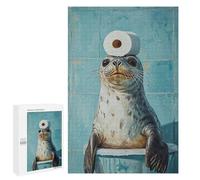 Jigsaw Puzzle for Adults 1000 PCS Seal Balancing Toilet Paper Roll-1 Puzzle For Teenagers Difficult Hard Wishlist with Santa Claus Challenging Family Fun Game 1000 PCS