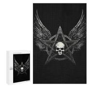 Jigsaw Puzzle for Adults 1000 PCS Skull Pentagram Wings Jigsaw for Adults Anti-Stress Toys Enhance Memory Birthday And Unique Gifts 1000 PCS