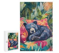 Jigsaw Puzzle for Adults 1000 PCS Sleeping Bear in Tropical Paradise Teenagers Puzzles Relaxing Games Presents for Women Unique Gifts for Birthday And Christmas 1000 PCS