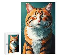Jigsaw Puzzle for Adults 1000 PCS Smiling Orange Tabby Cat Teenagers Puzzles Brain Teaser Game Analysis And Logic for Is Ideal As A Gift 1000 PCS