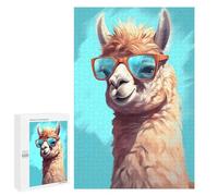 Jigsaw Puzzle for Adults 1000 PCS Stylish Alpaca with Sunglasses Teenagers Puzzles Brain Teaser Game Analysis And Logic for Is Ideal As A Gift 1000 PCS