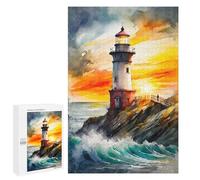 Jigsaw Puzzle for Adults 1000 PCS The Lighthouse at Sunset Teenagers Puzzles Brain Teaser Game Analysis And Logic for Is Ideal As A Gift 1000 PCS