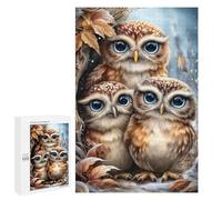 Jigsaw Puzzle for Adults 1000 PCS Three Cute Owls in Winter Scene Jigsaw Toy Wall Decor But Fun And Humorous Parent-child Interaction 1000 PCS