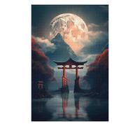 Jigsaw Puzzle for Adults 1000 PCS Torii Gate Under A Full Moon Puzzles for Adults Anti-Stress Toys Precision Cutting Unique Gifts for Birthday And Christmas 1000 PCS