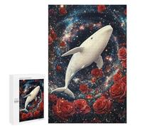 Jigsaw Puzzle for Adults 1000 PCS Whale in Space with Roses Jigsaws for Adults Puzzle Difficult Challenge Difficult And Challenge Brainteaser Family Games 1000 PCS
