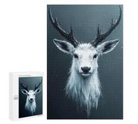 Jigsaw Puzzle for Adults 1000 PCS White Deer Portrait with Dark Antlers Puzzle for Adults Family Games But Fun And Humorous Difficult And Challenge 1000 PCS