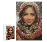Jigsaw Puzzle for Adults 1000 PCS Winter Cozy Kitten Portrait Jigsaws for Adults Puzzle Difficult Challenge Difficult And Challenge Brainteaser Family Games 1000 PCS