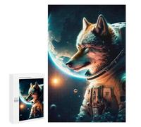 Jigsaw Puzzle for Adults 1000 PCS Wolf Astronaut in Space -1 Jigsaw Brain Teaser Game Precision Cutting Parent-child Interaction 1000 PCS